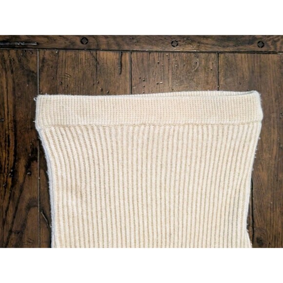 H&M Ribbed Knit High Waist Flared Midi Skirt Cream Beige - Picture 3 of 8